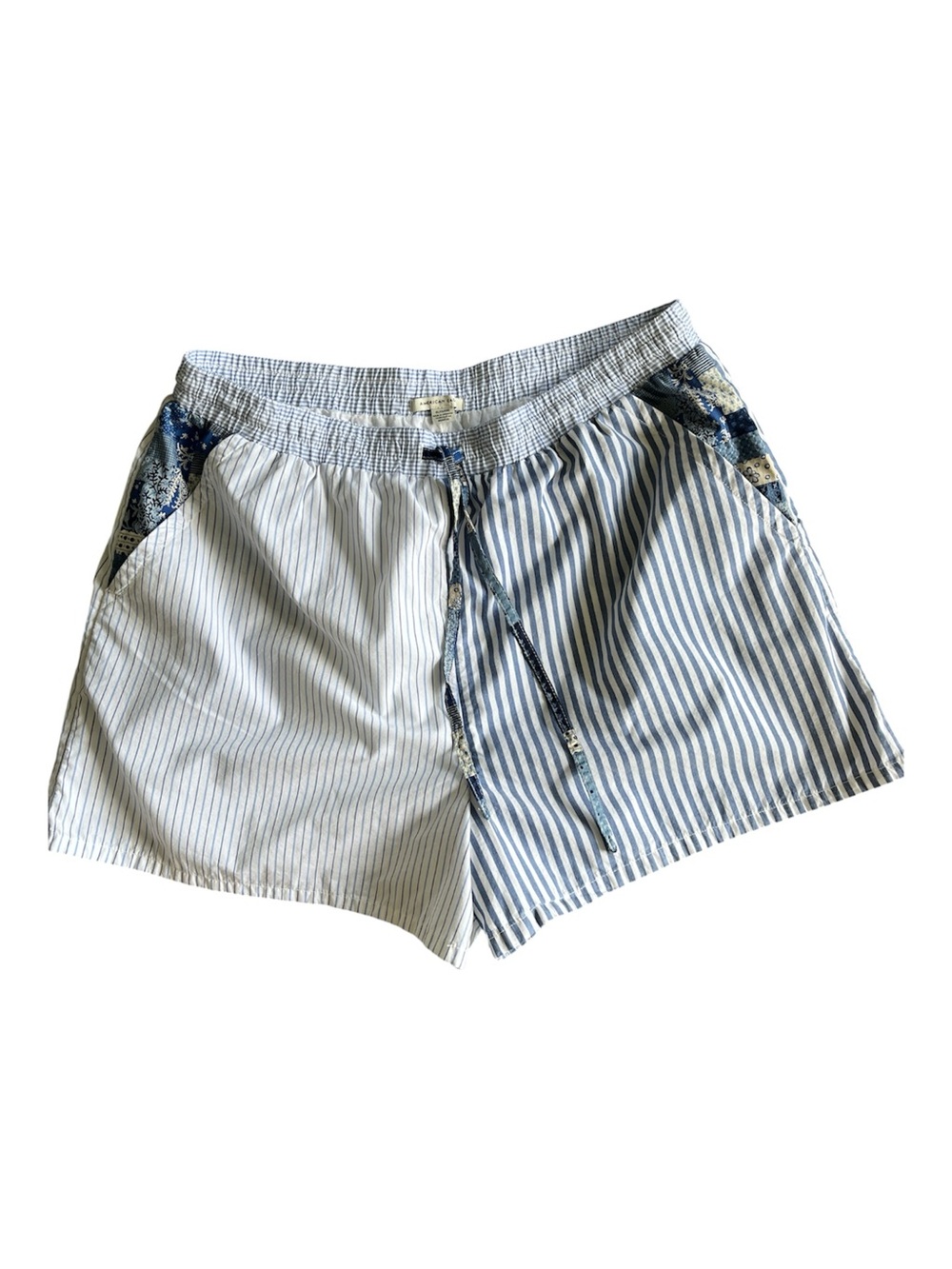 NWT American Eagle Mixed Stripe Patchwork Lounge Shorts Size XL Lined Cotton